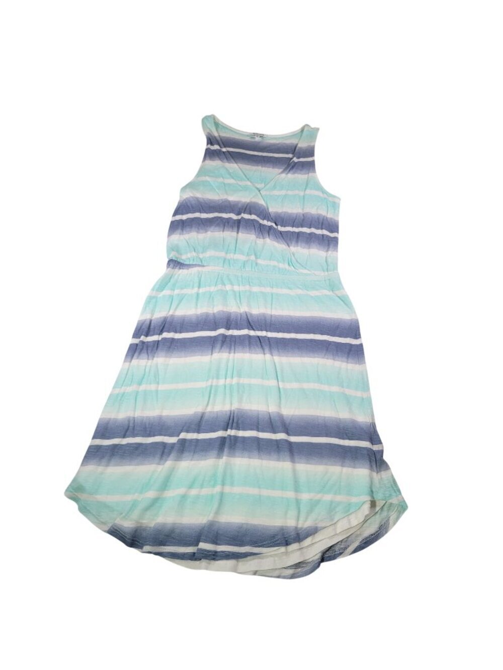Splendid Blue & Mint Rayon Blend Sleeveless Striped Surplice Midi Dress Size S